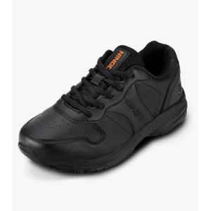 NINGO Non Slip Work Shoes for Women, Water & Oil Resistant Lightweight Food Service Shoes, Lace up Breathable Black Footwear, Comfortable Slip Resistant Walking Sneakers for Chef, Kitchen Restaurant 6.0