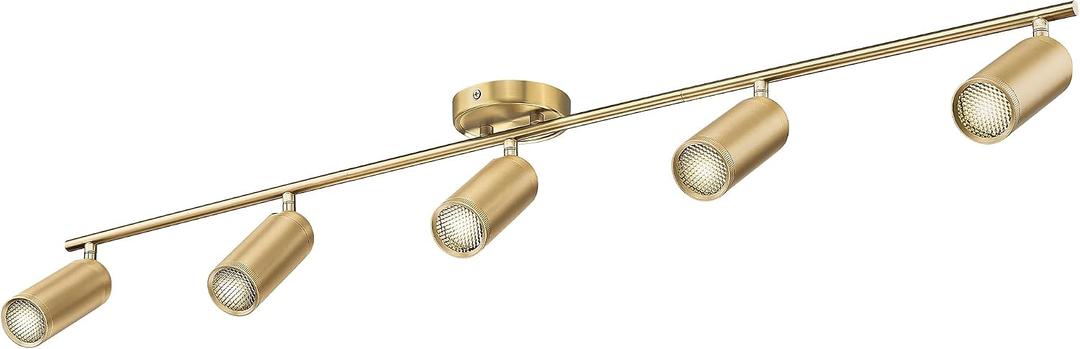 FEMILA 46.5" Track Lighting Fixtures Ceiling, Modern Kitchen Track Lights, 3000K LED Bulbs Included, Gold Complete Track Light Kit, GU10, 4FS105TL-5 BG