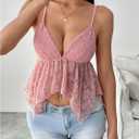 SOLY HUX Women's Sexy Y2k Camisole Lace V Neck Crop Top Summer Going Out Sleeveless Cami Tops (Pink, S)