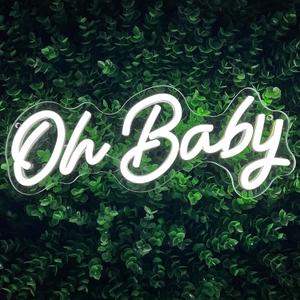 Oh Baby Neon Signs for Backdrop Decor,Dimmable LED Light up Sign with USB Powered for Boy and Girl Baby Shower,Gender Reveal, Wedding, Birthday Party Decorations