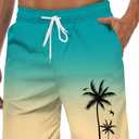 Men's Swim Trunks Hawaiian Bathing Mesh Lining Suit Swimsuits Beach Shorts with Pockets (Medium, Color Ramp-yellow)