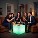 Mr.Go 20-inch LED Lighted Cube Table, Large LED Cube Chair Light, 16 RGB Colors Glowing Cube Seat w/Remote - Rechargeable - Waterproof - Home Outdoor Patio Pool Bar Stage Party Lighting Decoration