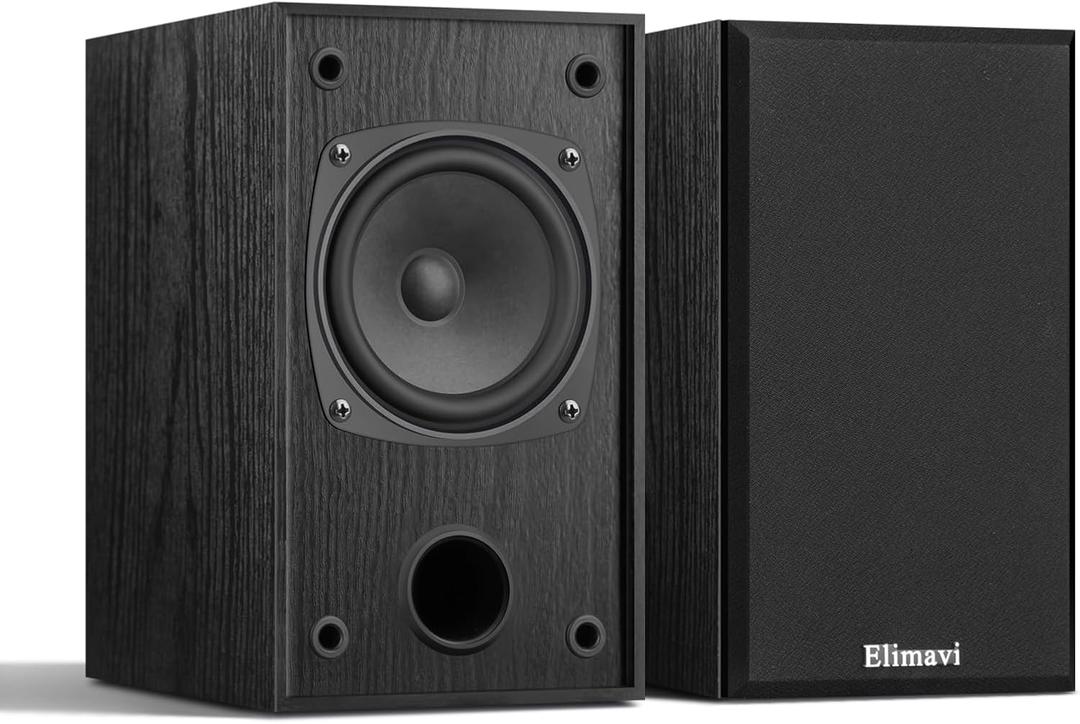 Elimavi 30W*2 Passive Bookshelf Speakers for Record Players and Home Theater Systems, Midrange and High-Frequency Stereo Speakers, Indoor Rear Surround Speakers, Requires a Receiver or Amplifier,Black