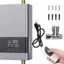 Tankless Water Heater Electric,110v 3000w Instant Hot Water Heater with Remote Control, Water Temperature Regulating and Adjustable Temperature LCD Touch Screen for Kitchen and Bathroom,Silver