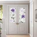 Purple Lily Stained Glass Privacy Window Film, Non-Adhesive Static Cling Frosted Film for Bathroom Shower Doors, Glass Doors,UV Blocking & Heat Insulating, 23.6" x 78.7"