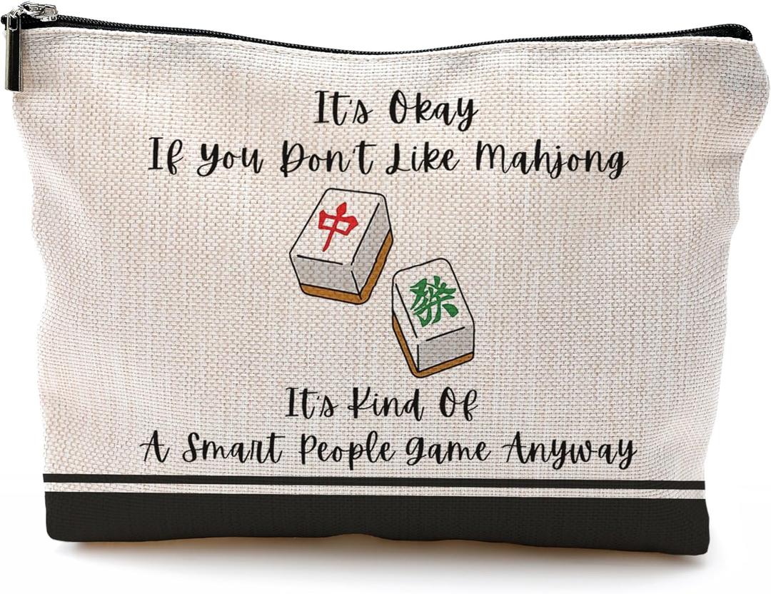 Mahjong Gifts Makeup Bag, Mah Jong Accessories and Gifts Cosmetic Bags for Women, Gift for Mah Jong Players, It's Okay If You Don't Like Mahjong Zipper Makeup Pouch