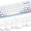 Cloud Wrist Rest for Keyboard & Mouse - Non-Slip Base, Extended Memory Foam for Typing Pain Relief, Office & Gaming (White)