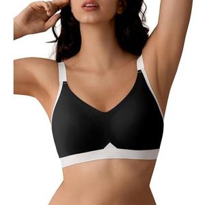 SHARICCA Seamless Wireless Lightly Lined T-Shirt Padded Bralette Bras for Women with Full Support and Lifting No Underwire L