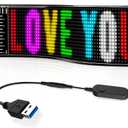 USB 5V LED Sign for Car, Custom Programmable LED Sign for Taxi Driver,Business, Holidays  Scrolling Display, Flexible Matrix Panel(15"x4")