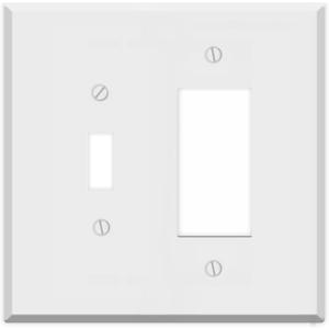 OVERSIZED White Metal Outlet Cover, 2-Gang, Toggle And Decorator Switch Wall Plate, 5.5" x 5.50", Painted Metal Combination Wall Plate, Corrosive Resistant, Matching Screws, Made in USA