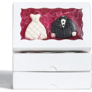 RomanticBaking 12 Pack Cookies Boxes Assembly Pop-up 7" x 4 3/8" x 1 1/2" White Bakery Boxes,Pastry Boxes,Dessert Boxes,Donuts Boxes