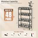 STORAGE MANIAC 48 Pairs Vertical Shoe Rack, Wing Large Metal Shoe Organizer for Closet, Entryway, Garage, Hallway, Double-Sided Shoes Shelf for Space Saving, Black 4-Tier