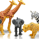 Safari Animals Figures, Plastic Zoo Animals Toys 8 Pcs