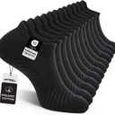 FITRELL 6 Pack Men's Athletic Running Ankle Socks Low Cut Cushioned Wicking Anti-Blister Breathable Sport Socks (Medium, Black)