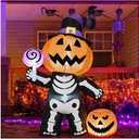 6FT Halloween Outdoor inflatables Decorations,Blow Up Skeleton & Pumpkin Decor, Built-in LED Lights,for Indoor Outdoor Yard Lawn Garden Halloween Party Decoration