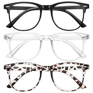 Okany 3 Pack Blue Light Blocking Glasses for Women Men, Round Computer Glasses Anti Eye Strain/ UV/ Glare Gaming Glasses