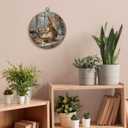 FUGWN Vintage Easter Bunny Egg Kitchen Round Wall Art Decor Framed, Rustic Farmhouse Bunny Canvas Artwork Prints, Easter Rabbit Wall Hanging Decorations for Kitchen Dining Room Home, 10x10 Inch