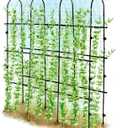 6 ft Tall, Garden Trellis for Climbing Plants Outdoor with Nylon Net for Cucumbers Vines Beans Raised Bed - Lightweight Metal, Black, 6ft U-frame