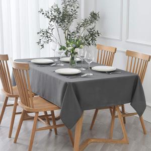 maxmill Textured Rectangular Tablecloth Water Resistance Antiwrinkle Spillproof Soft Jacquard Table Cloth for Dining Room, Buffet Banquet Parties and Holiday Dinners, 60 x 104 Inch, Charcoal