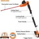 GARCARE 20V Cordless Pole Hedge Trimmer with 18" Dual Action Blades