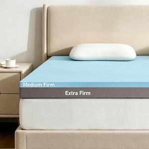 Extra Firm Mattress Topper Full: 4 Inch Medium Firm & Extra Firm Dual Firmness Flippable, High Density Memory Foam for Back Pain Relief, Bamboo Breathable Cooling Pad, CertiPUR-US Certified, 75x54