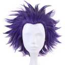 ANOGOL Hair Cap+ Purple Spiky Wig Men Purple Crazy Wig Funny Wigs for Crazy Hair Day Short Spiky Wigs for Anime Cosplay for Halloween Party Costume Christmas