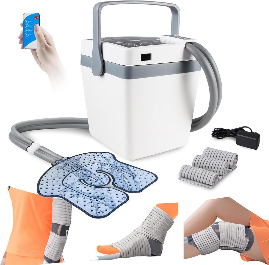 YOUKADA Cold Therapy Machine for Knee After Surgery, 4 Customizable Modes, Ice Machine for Knee, Shoulder, Hip & Ankle, Adjustable Cooling for Post-Surgery Recovery & Arthritis Pain Relief (White & gray)
