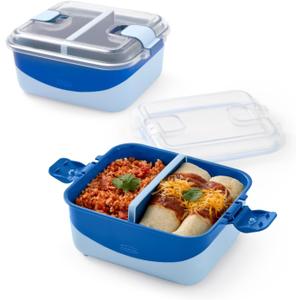 Rubbermaid Pack & Go 1.35L Divided Rectangle Microwaveable Containers, 100% Leakproof Meal Prep Containers, Dishwasher-Safe and Microwave-Safe