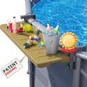 Poolside Bar, [Original] Swim Up Bar Exclusively for Above-Ground Round Pools. Patio Poolside Table Smart Fold Easy Maintenance, Weather Resistant Stable Tabletop (Amber Brown)