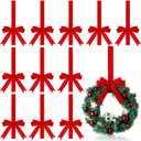 Tudomro 12 Pcs 26 Inches Christmas Bow Wreath Hanger for Front Door, Flannel Red Ribbon Bow Door Wreath Hooks Hanger Accessory for Xmas Overdoor Holder Fireplace Window Farmhouse Indoor Home Decor