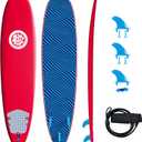 8ft Surfboard Soft top Red with Blue Wavizm Design Bottom Graphic