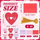 48 Set Valentine's Day Conversation Heart Cards Bulk with Envelopes and Hanging Rope Unique Shaped Greeting Cards Gift Hanging Ornament for Holiday Decoration