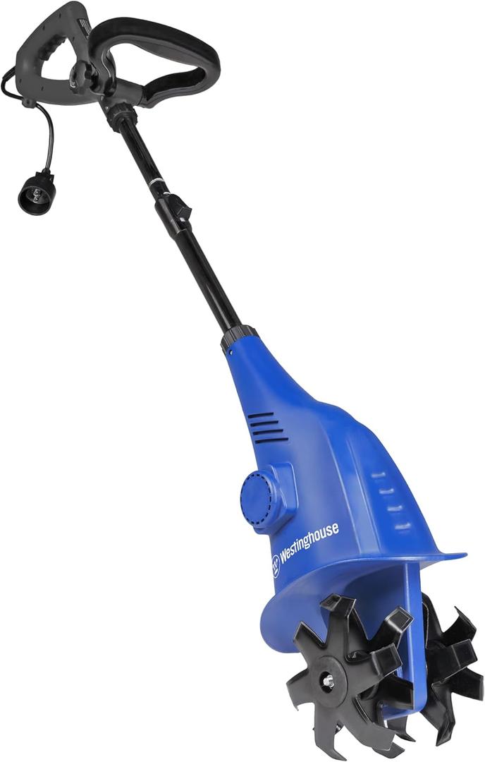 Westinghouse 6-Inch, 2.5 Amp Corded Electric Mini Tiller Cultivator for Gardening, Lightweight, 4 Steel Blades 6 in. Mini Tiller