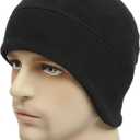 Thermal Helmet Liner Tactical Beanie Hat Ear Flaps Men Winter Warm Fleece Skull Cap Moto/Cycling/Running (Black), Medium