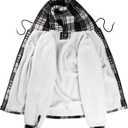 G Gradual Men's Flannel Jacket Fleece Sherpa Lined Hoodies Zip Up Plaid Shirt Warm Winter Jackets for Men with Zipper Pockets (Black, L)