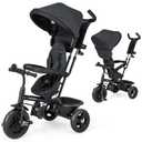BABY JOY Tricycle, 4 in 1 Toddler Bike w/Removable Canopy, Adjustable Push Handle, Reversible Seat, Safety Belt, Folding Footrest & Storage Basket, Toddler Tricycle for Boys Girls 9-60 Months (Black)