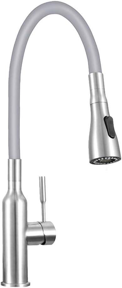 Transolid PF7509C Kitchen/Laundry Faucet with Dual Spray and Flex Neck in Grey, Brushed Nickel/Grey