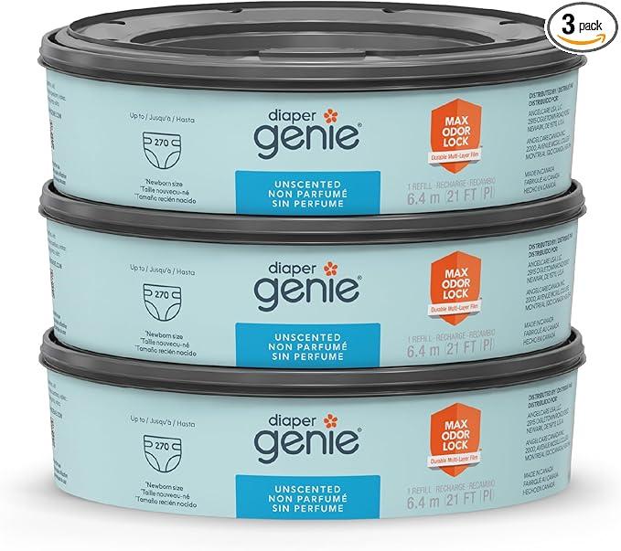 Diaper Genie Bags Refills 270 Count (Pack of 3) with Max Odor Lock | Holds Up to 810 Newborn Diapers