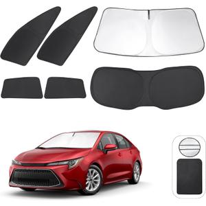 TINGLU Window Shades for Toyota Corolla 2020-2024 2025 (Not for Corolla Cross) Accessories Side Full Windows Cover Camping Rear Triangular Windshield Sun Shade Sun UV Rays Privacy Protection 6PCS