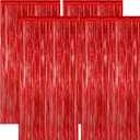 4 Pack Red Backdrop, 3.28 FT x 7.05 FT Party Streamer, Metallic Birthday Tinsel Backdrop Foil Fringe Curtains, Door Streamer for Red Party Decorations Casino Decor Photo Booth Props