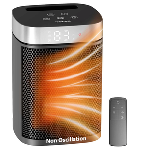 Small Portable Space Heater for Indoor Use  VOCRS 1500W PTC Electric Heater with Thermostat, Remote Control, 12H Timer, Eco and Fan Mode, Rapid and Safe Heating for Bedroom, Office