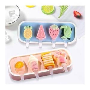 Cartoon Shape Popsicles Molds Cute Ice Cream Mold Maker Easy-Release Homemade Ice Pop Tray Silicone