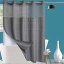 Conbo Mio Extra Long No Hook Shower Curtain with Snap in Liner Set, Hotel Luxury Grey Shower Curtains for Bathroom with See Through Top Window, Waterproof, Washable 71W x 84H