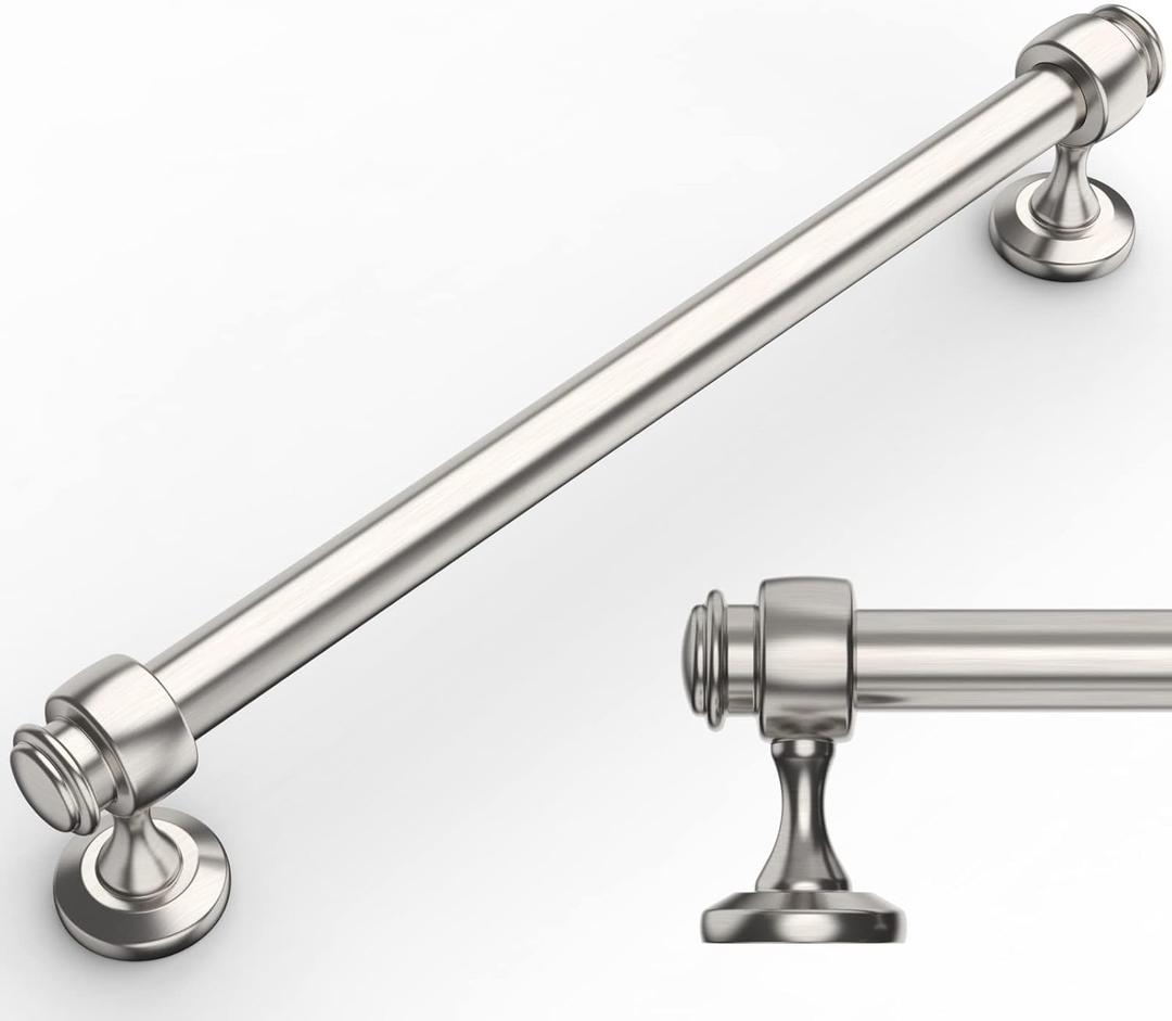 Amerdeco 10 Pack Brushed Satin Nickel Cabinet Pulls 7 Inch Hole Centers, 8 Inch Length Handles for Kitchen Cabinet Hardware,Solid Cabinet Handles for Bathroom Drawer Handles IH0005