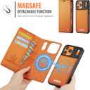 Wallet Case for iPhone 17 Pro Max Compatible with Magsafe, 2-in-1 PU Leather Flip RFID Blocking Card Holder Stand Shockproof Magnetic Detachable Cover for iPhone 17 Pro Max 6.9", Orange