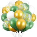 60PCS Green and Gold Balloons,GAGAKU 12 Inch Latex Confetti Balloons, Metallic Green Glod Latex Balloons with White, Party Balloons for Women Kids Birthday Wedding Bride Bachelorette Retirement