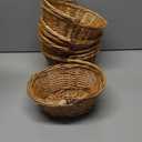Barydat Small Wicker Basket with Handle Flower Girl Baskets Oval Willow Woven Braided Gift Basket for Weddings Picnic Baby Shower Home Garden Decor(5 Pcs,Khaki,9" x 7" x 4")