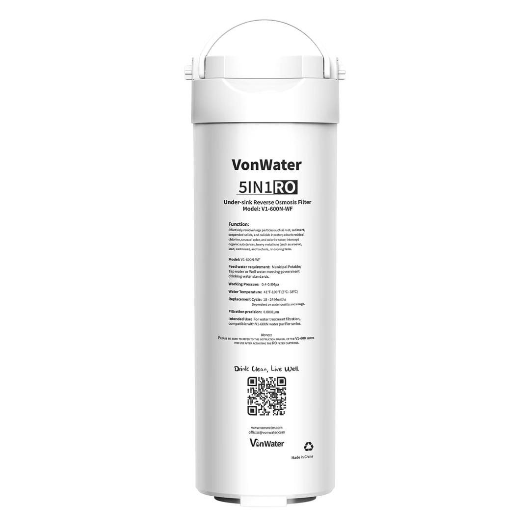 V1-600N-WF Replacement Multi-in-1 RO Filter, NSF/ANSI Certified for Undersink Reverse Osmosis System, 18-24 Months Water Filter Cartridge Replacement, Reduce TDS PFAS