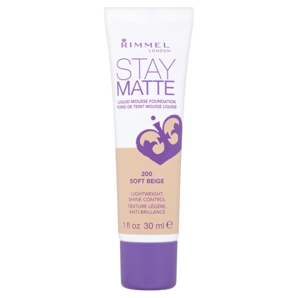 2 x Rimmel London Stay Matte Liquid Mousse - 200 Soft Beige - Foundation, Lightweight, Shine Control, Oil-Free, 1oz