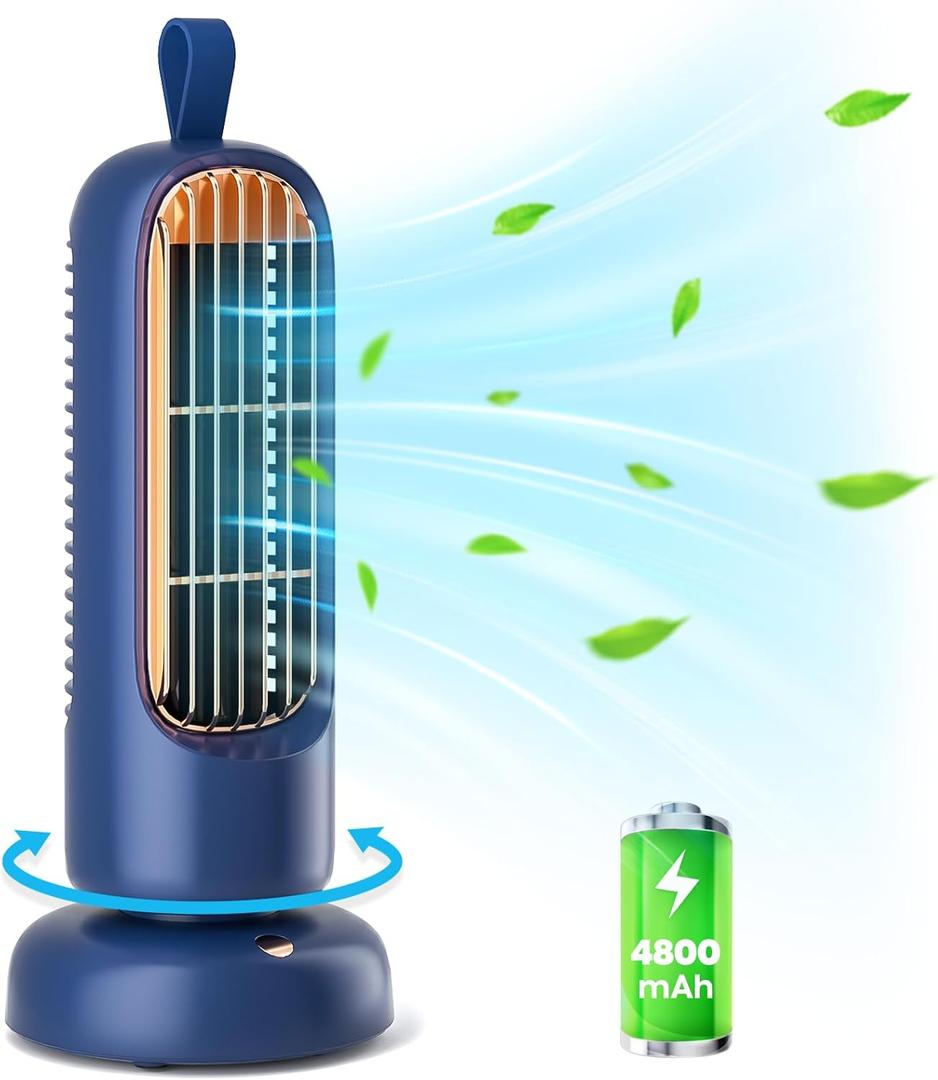 HOMETOP Tower Fan: 12'' Desk Fan 3 Speeds 110° Oscillation, Portable and Compact, Quiet Cooling Fan for Home Office Desktop Bedroom